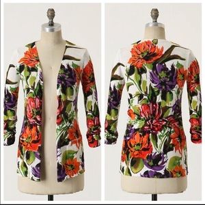 Anthropologie open front floral cardigan