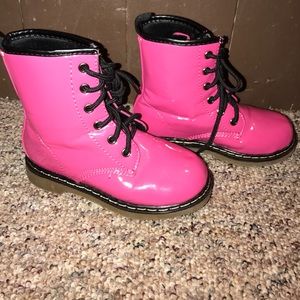 Girls hot pink combat boots