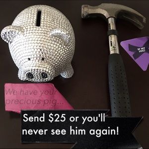 Trumpette Silver Rhinestone piggy bank