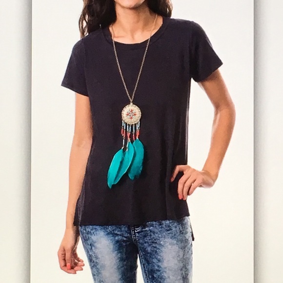 🐼Black short🐼sleeve velvet slit blouse