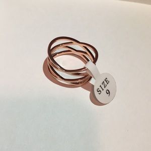 Rose gold double helix ring