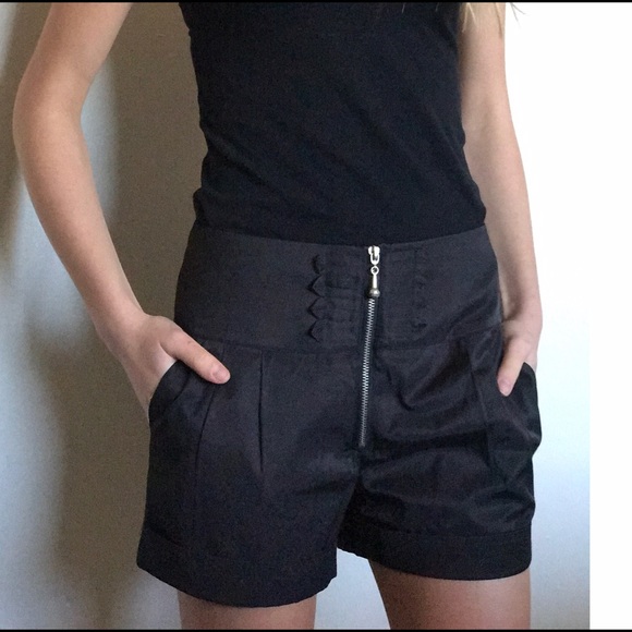 Black business casual high waist shorts
