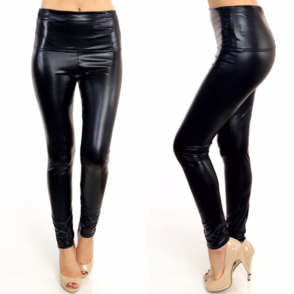 🌺FLASH SALE🌺 HIGH WAIST LIQUID/LEATHER LEGGINGS - Picture 2 of 3