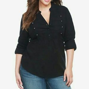 Torrid Mandarin Collar Military Top NWOT
