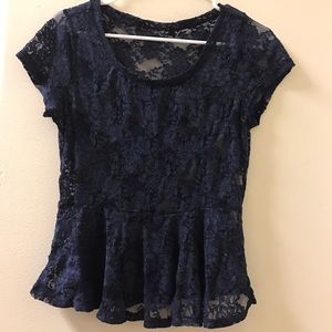 Sheer Lace Navy Top