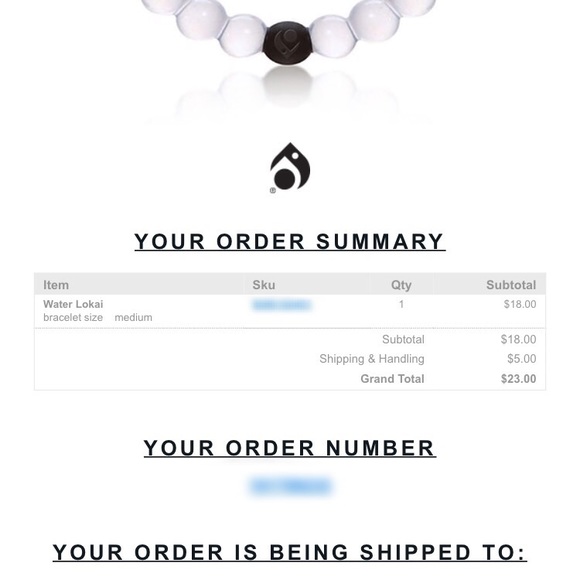 Blue Authentic Water Lokai Medium - RECEIPT SHOWN! - Picture 2 of 2