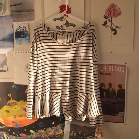 White and black free people peplum top!!