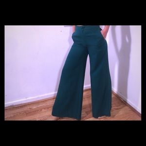 High waisted Green Wide leg pants