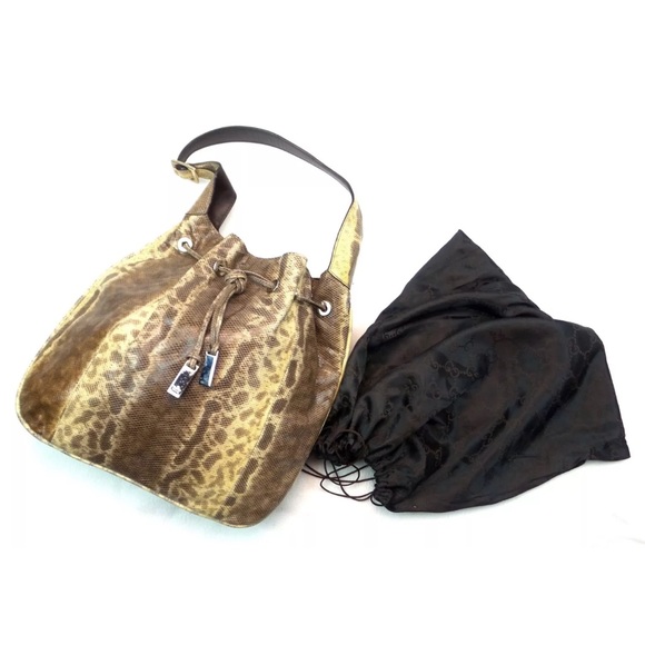 GUCCI Snakeskin Drawstring  HOBO Shoulder Bag - Picture 2 of 4