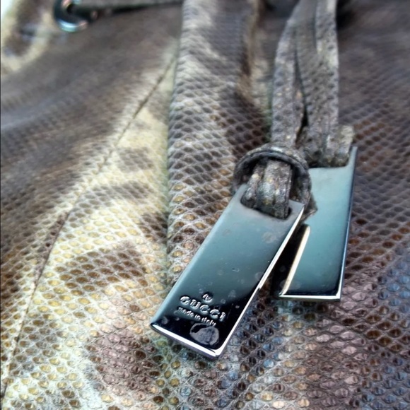 GUCCI Snakeskin Drawstring  HOBO Shoulder Bag - Picture 3 of 4
