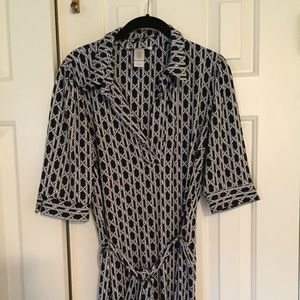 Laundry dress - faux wrap, black and white pattern