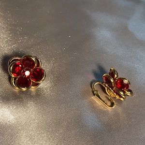 Vintage Clip On Floral Earrings