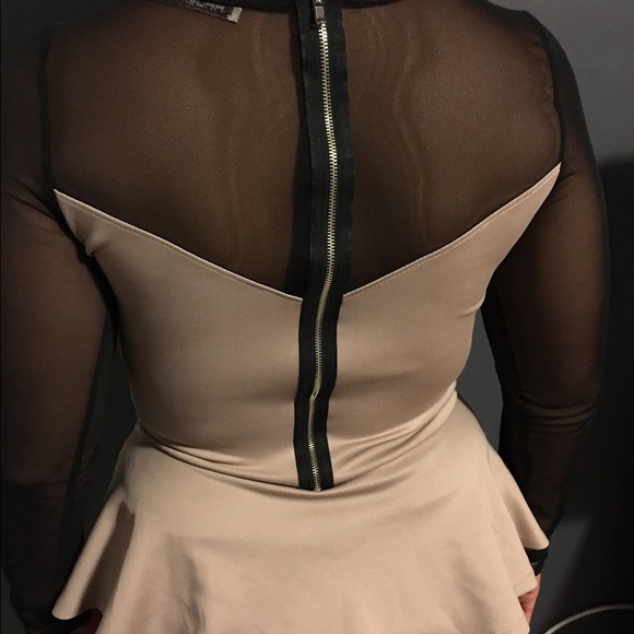 Tan and black peplum shirt - Picture 2 of 2