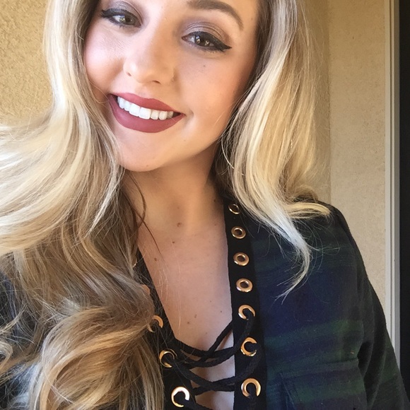 LAST//Laced-up Flannel Dress - Picture 4 of 4