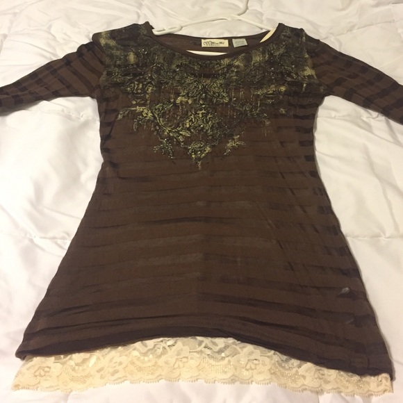 Miss Me sheer long sleeve shirt