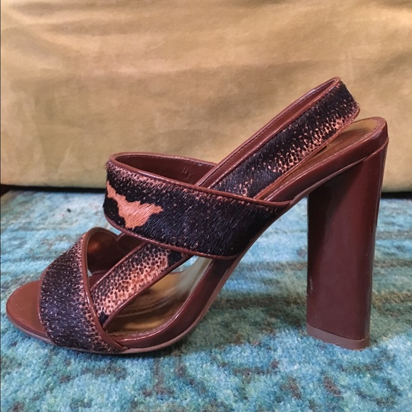 Calf hair strappy heels