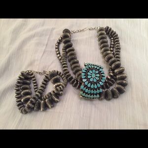 Sterling and turquoise squash cuff