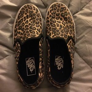 Leopard slip on Vans.