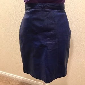 Blue Leather Mini Skirt Sz.2