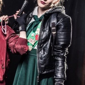 Vegan leather cable-knit hooded jacket