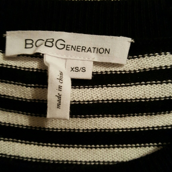 BCBG black and cream striped sweater FINAL SALE - Picture 2 of 3