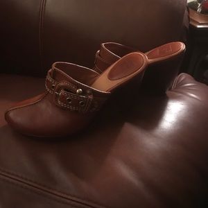 Frye slip on heel clogs