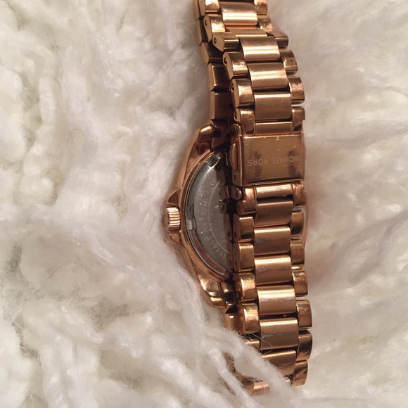 gold michael kors watch with pave diamonds