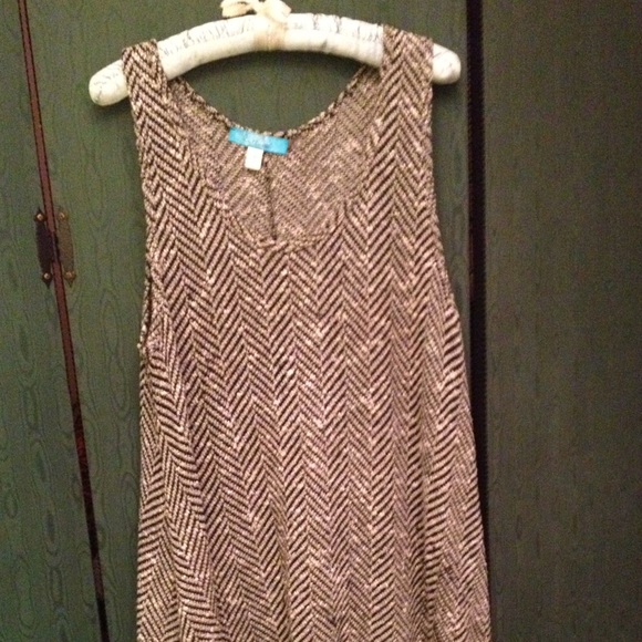 Francesca's Black White Swing Dress Lace Trim Sz M
