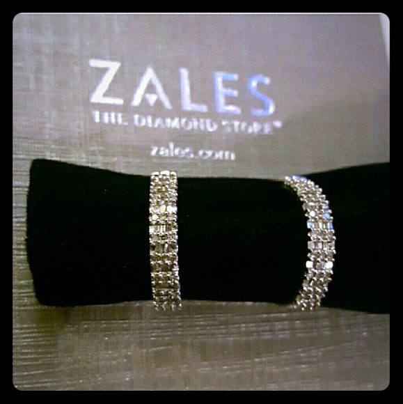 Zales Jewelry - 14k white gold hoops earrings with real diamonds