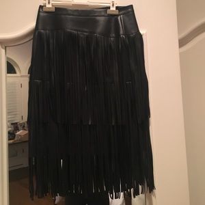 Leather Fringe BCBG skirt