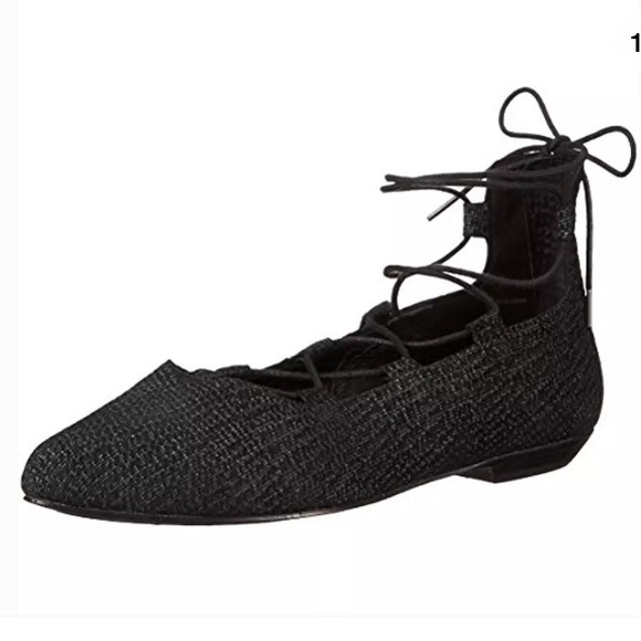Eileen fisher lace up textured suede ballet flats