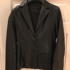 Nicole Miller Black Leather Jacket Size XS