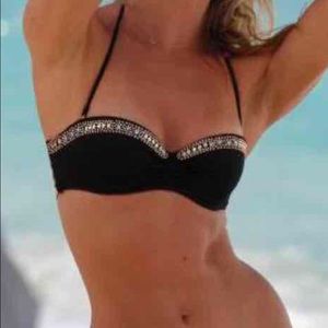Victoria Secret black & gold bandeau swim top