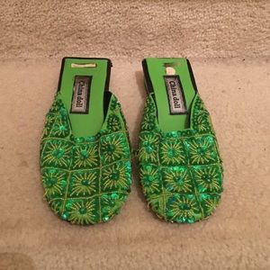 China Doll green slides with sequins Size 1