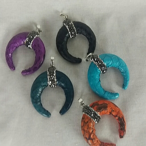 Real Leather Wrap Crescent Pendants 💛 3 for$15💛