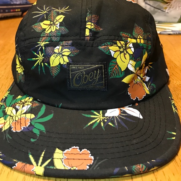 Obey 5 Panel Floral Adjustable Hat