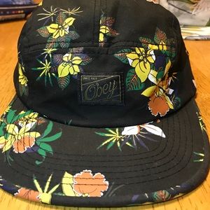 Obey 5 Panel Floral Adjustable Hat
