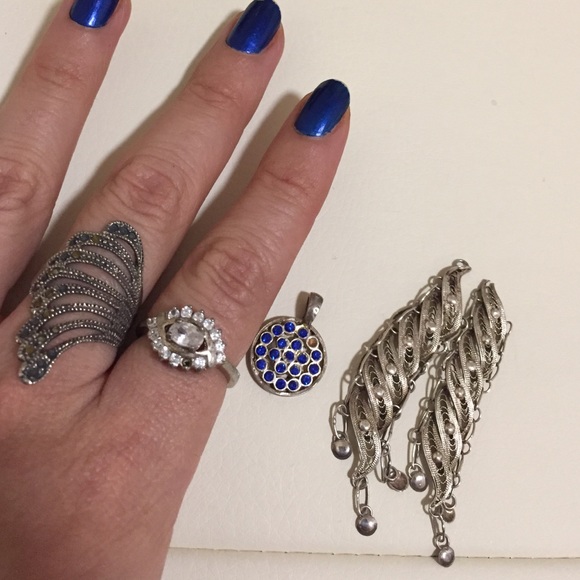 Sterling silver imperfect pieces 2 rings 1 pendant