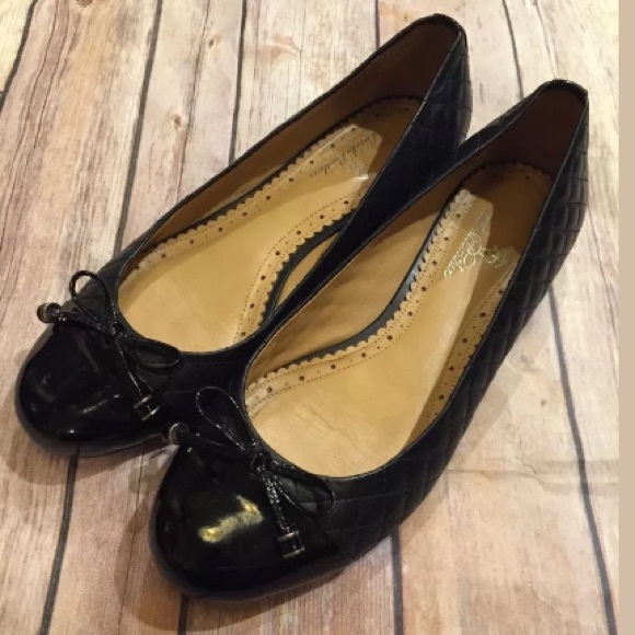 Brooks Brothers Quilted Leather Bow Flats