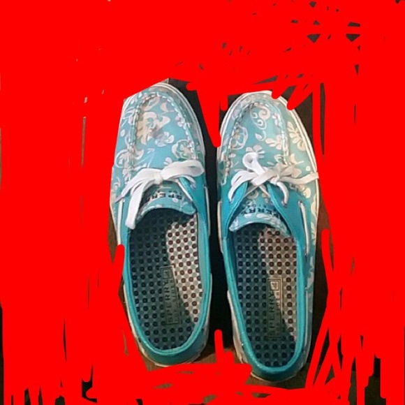 Blue and white sperrys!