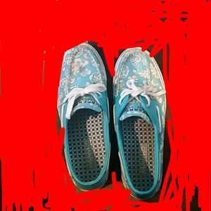 Blue and white sperrys!