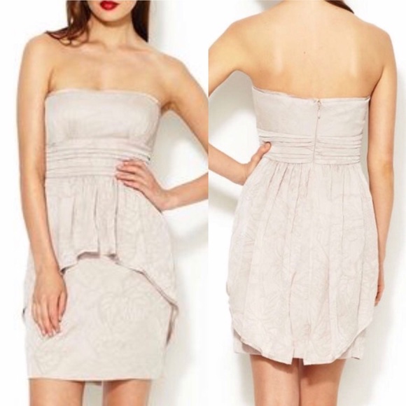 BCBGMaxAzria Dresses & Skirts - 💕NWT gorgeous satin peplum light sepia dress