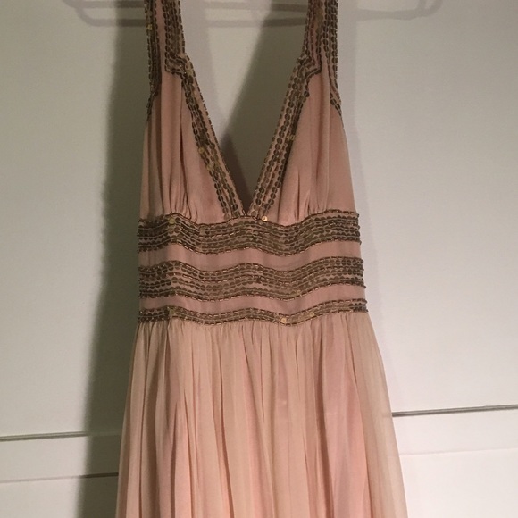 Heavy weight beaded halter dress