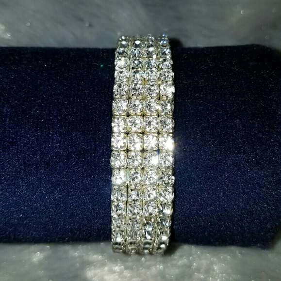 Crystal 4 Row Stretch Bracelet Prom or Banquet