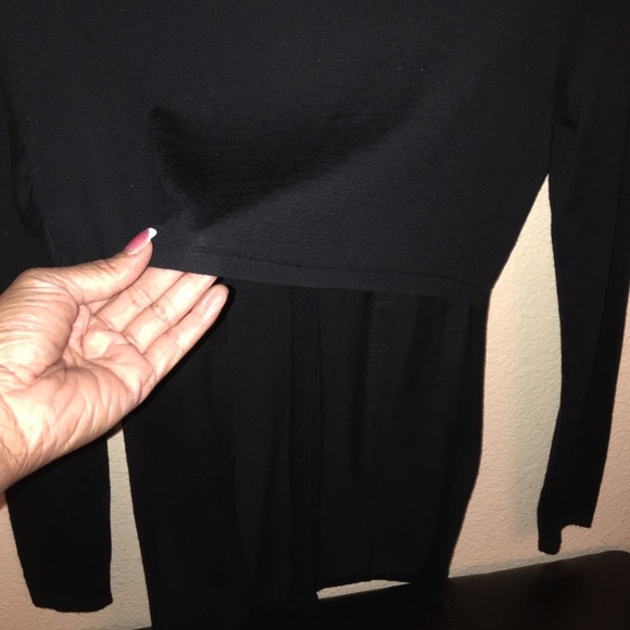 Cropped Back Black Distressed Wool Cardigan - Picture 4 of 4