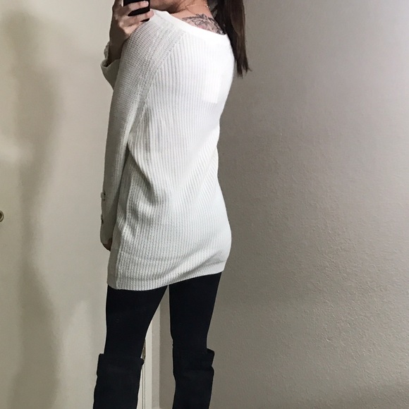 LAST (M/L) Ivory Lace Up Knit Sweater - Picture 5 of 5