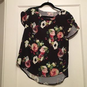 Black floral, flowy blouse
