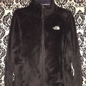 North face black fuzzy jacket