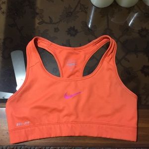 Nike pro size small orange sports bra