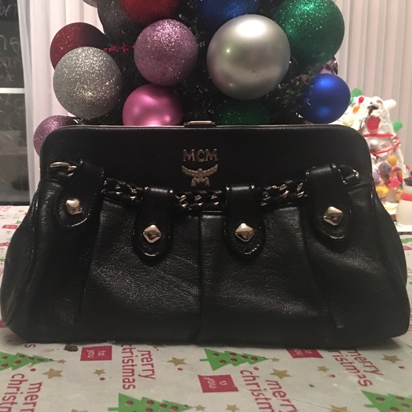 MCM Black Leather Clutch